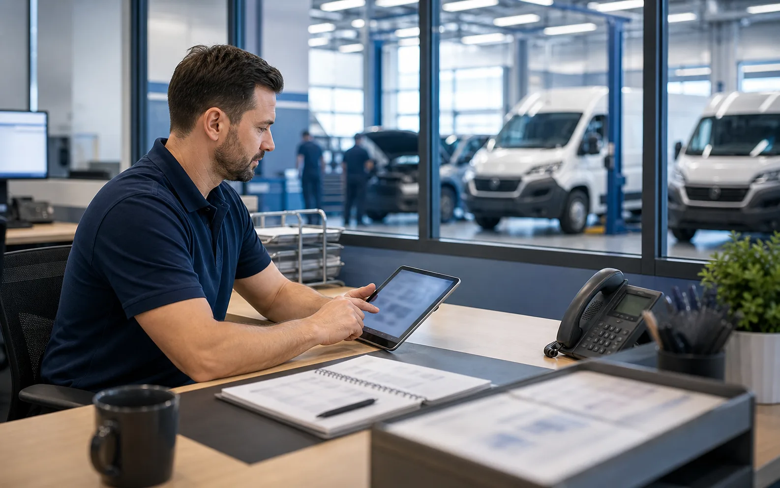 Service planning surface for fleet vehicles and same-day maintenance flow